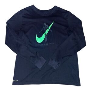 Men’s large Nike training Fri-fit long sleeve shirt black neon green athletic